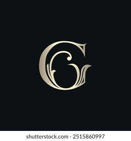 Luxuriöses G-Letter-Logo für Elite-Marken. Premium-Briefmarkendesign. Stilisiertes Letter-Logo, das mit dekorativen Elementen verziert ist. Sleek G Initial-Logo. Anspruchsvolles G-Emblem für elegante Markenidentität.