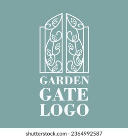 luxury garden gate badge vector logo label 