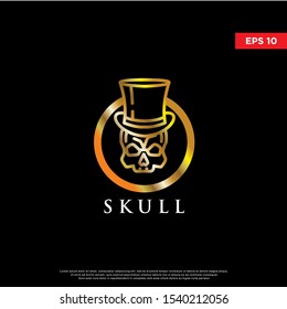 luxury gentleman skull logo. modern icon, template design