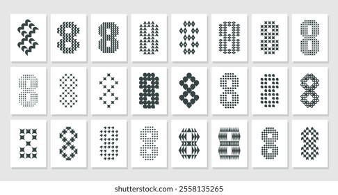 Luxury geometric abstract number 8 logo icon set