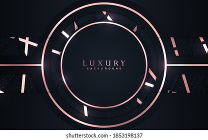 Luxury geometric background design dark blue and gold element decoration. Elegant paper art shape vector layout premium template for use cover magazine, poster, flyer, invitation, product packaging, web banner