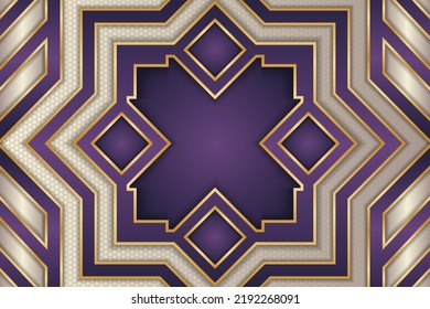 Luxury geometric background design purple gold brown element decoration. Elegant art shape vector layout premium template for use cover magazine, poster, flyer, invitation, product packaging, web