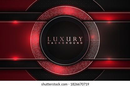 Luxury Geometric background design with red, black element decoration. Elegant shape vector layout template illustration for use cover magazine, poster, flyer, invitation, product packaging, banner party