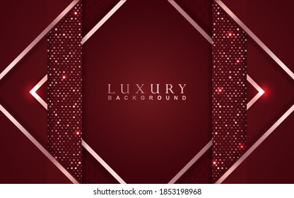 Luxury Geometric background design with red and gold element decoration. Elegant paper art shape vector layout premium template for use cover magazine, poster, flyer, invitation, product packaging, web banner