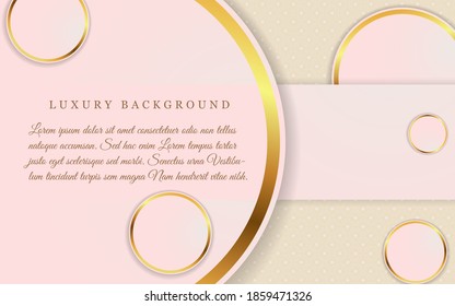 Luxury geometric background design soft pink gold element decoration. Elegant paper art shape vector layout premium template for use cover magazine, poster, flyer, invitation, product packaging, web