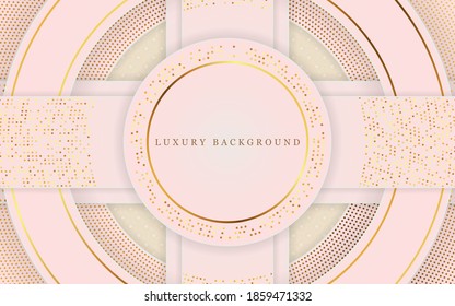 Diseño de fondo geométrico de lujo con decoración de elementos dorados suaves. Elegante forma de papel de diseño vector plantilla premium para uso de portada, afiche, volante, invitación, embalaje de productos, web