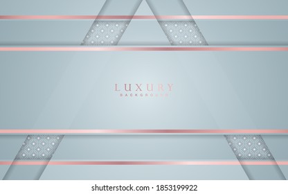 Diseño de fondo geométrico de lujo con decoración de elementos blancos y dorados. Elegante forma de papel de diseño vectorial plantilla premium para usar revista de portada, afiche, volante, invitación, empaquetado de productos, banner web