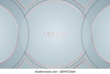 Diseño de fondo geométrico de lujo con decoración de elementos blancos y dorados. Elegante forma de papel de diseño vector plantilla premium para uso de portada, afiche, volante, invitación, embalaje de productos, web