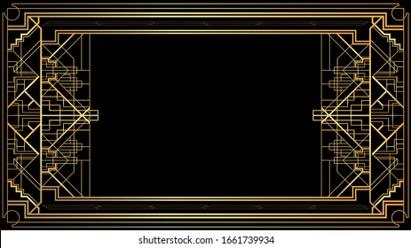 Luxury geometric background with space for text. Vector illustrated vintage wedding invitation, greeting card in art deco.