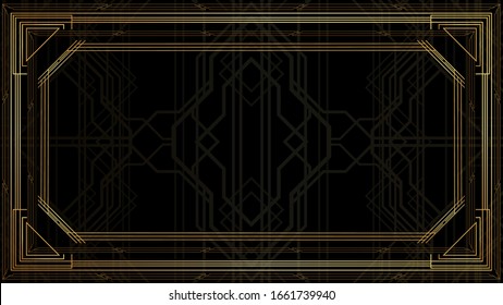 Luxury geometric background with space for text. Vector illustrated vintage wedding invitation, greeting card in art deco.