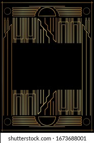 Luxury geometric background with space for text. Vector illustrated vintage wedding invitation, greeting card in art deco.