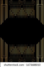 Luxury geometric background with space for text. Vector illustrated vintage wedding invitation, greeting card in art deco.