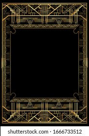 Luxury geometric background. Vector illustrated vintage wedding invitation, greeting card in art deco.