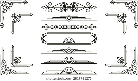 Luxury geometric border elements and corner designs inspired by twentieth century architecture and classic motifs.