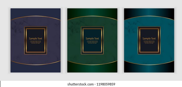 Luxury geometric covers design with golden lines on the marble texture. Template for banner, poster, flyer, card, placard, wedding, invite.