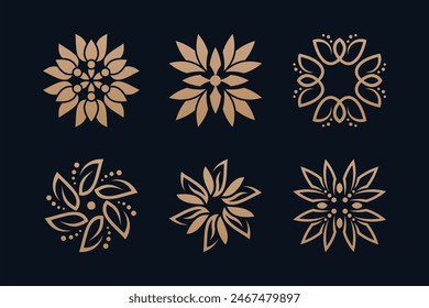 Luxury geometric floral logo design collection