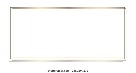 Luxury Geometric Gold Frame Border. Golden Gilded Thin Border Frame for Design and Decoration. Realistic squared golden frame. EPS 10 vector illustration