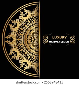 Luxury geometric gold gradient dark green mandala background