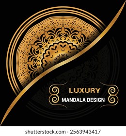Luxury geometric gold gradient dark green mandala background