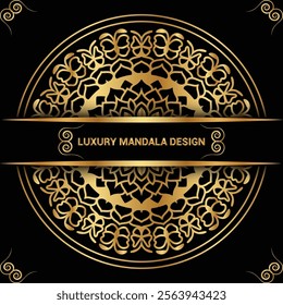 Luxury geometric gold gradient dark green mandala background