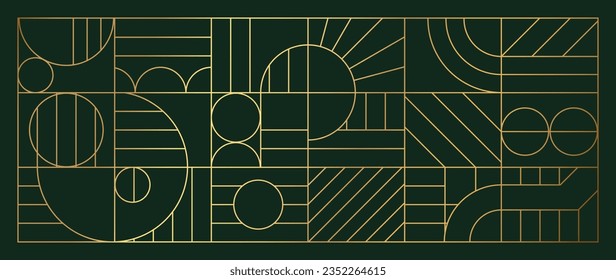 Luxury geometric gold line art and art deco background vector. Abstract geometric frame and elegant art nouveau with delicate. Illustration design for invitation, banner, vip, interior, decoration.