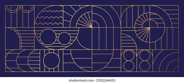 Luxury geometric gold line art and art deco background vector. Abstract geometric frame and elegant art nouveau with delicate. Illustration design for invitation, banner, vip, interior, decoration.