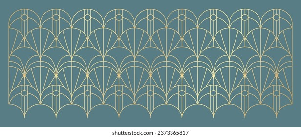 Luxury geometric gold line art and art deco background vector. Abstract geometric frame and elegant art nouveau with delicate. Illustration design for invitation, banner, vip, interior, decoration.