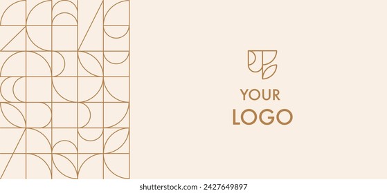 Vector de fondo de arte y art deco de la línea de oro geométrica de lujo. Banner geométrico abstracto y elegante art nouveau con delicado. Diseño de ilustración para invitación, banner web, vip, decoración. 