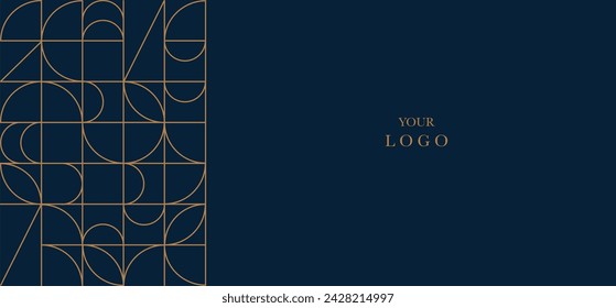 Vector de fondo de arte y art deco de la línea de oro geométrica de lujo. Banner geométrico abstracto y elegante art nouveau con delicado. Diseño de ilustración para invitación, banner web, vip, decoración. 