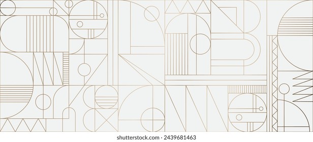 Luxury geometric gold line art and art deco background vector. Abstract geometric frame and elegant art nouveau with delicate. Illustration design for invitation, banner, vip, interior, decoration.