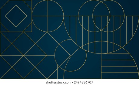 Luxury geometric gold line art vector background. Abstract geometric background. Design for invitation, banner, flyer, wallpaper, interior, decoration.