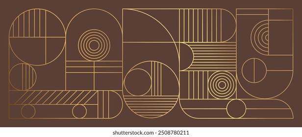 Vector geométrico de lujo de la línea del oro del arte y del fondo del art déco. Abstractas marco geométrico y elegante art nouveau con delicado. Diseño de ilustración para invitación, Anuncio, vip, interior, decoración.