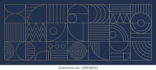 Vector geométrico de lujo de la línea del oro del arte y del fondo del art déco. Abstractas marco geométrico y elegante art nouveau con delicado. Diseño de ilustración para invitación, Anuncio, vip, interior, decoración.