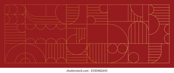 Vector geométrico de lujo de la línea del oro del arte y del fondo del art déco. Abstractas marco geométrico y elegante art nouveau con delicado. Diseño de ilustración para invitación, Anuncio, vip, interior, decoración.