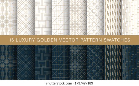 Luxury geometric golden pattern vector swatches