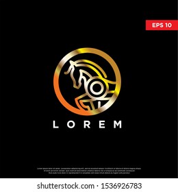 luxury geometric horse logo. using monoline style. modern icon, template design