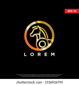 luxury geometric horse logo. using monoline style. modern icon, template design