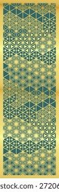 Luxuriöses geometrisches Kumiko-Muster in elegantem Gold und Teal, nahtloses orientalisches Dekorationspanel für High-End-Design