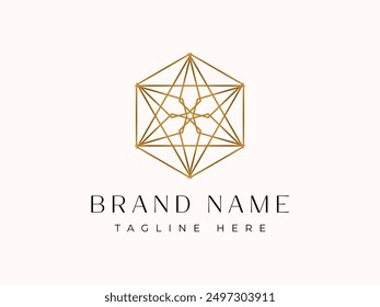 Logotipo geométrico de lujo: diseñe un logotipo hexagonal de ornamento islámico árabe