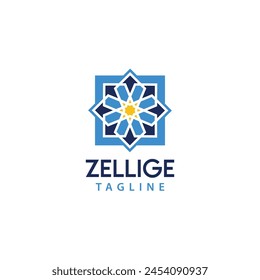 Luxury Geometric Moroccan Islamic Mosaic Zellige Logo Icon Design Symbol Template Flat Style Vector