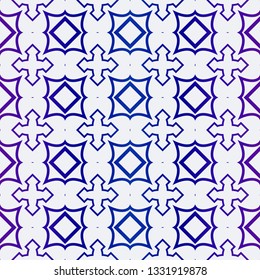 Luxury Geometric Ornament. Seamless Pattern. Color. Vector Illustration. For Wallpaper, Invitation, Holiday Background. Blue purple gradient.