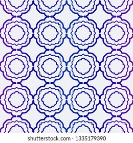 Luxury Geometric Ornament. Seamless Pattern. Color. Vector Illustration. For Wallpaper, Invitation, Holiday Background. Blue purple gradient.