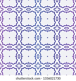 Luxury Geometric Ornament. Seamless Pattern. Color. Vector Illustration. For Wallpaper, Invitation, Holiday Background. Blue purple gradient.