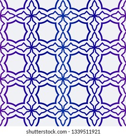 Luxury Geometric Ornament. Seamless Pattern. Color. Vector Illustration. For Wallpaper, Invitation, Holiday Background. Blue purple gradient.