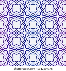 Luxury Geometric Ornament. Seamless Pattern. Color. Vector Illustration. For Wallpaper, Invitation, Holiday Background. Blue purple gradient.
