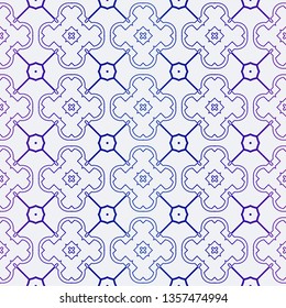 Luxury Geometric Ornament. Seamless Pattern. Color. Vector Illustration. For Wallpaper, Invitation, Holiday Background. Blue purple gradient.