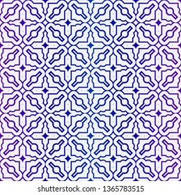 Luxury Geometric Ornament. Seamless Pattern. Color. Vector Illustration. For Wallpaper, Invitation, Holiday Background. Blue purple gradient.