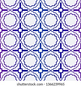 Luxury Geometric Ornament. Seamless Pattern. Color. Vector Illustration. For Wallpaper, Invitation, Holiday Background. Blue purple gradient.