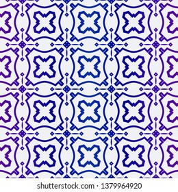 Luxury Geometric Ornament. Seamless Pattern. Color. Vector Illustration. For Wallpaper, Invitation, Holiday Background. Blue purple gradient.