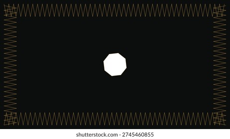 Luxury geometric pattern with gold accents on black background, featuring octagonal shape